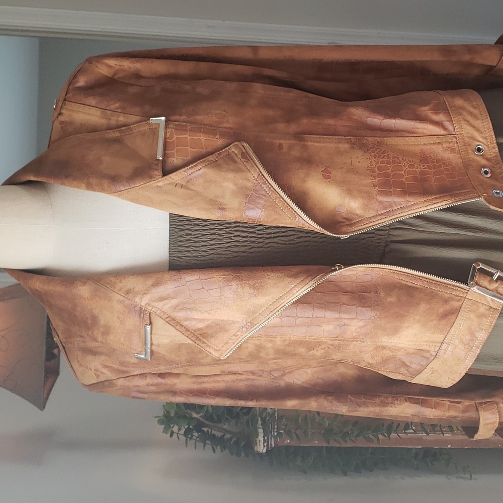 Faux Suede/ Leather Moto Jacket